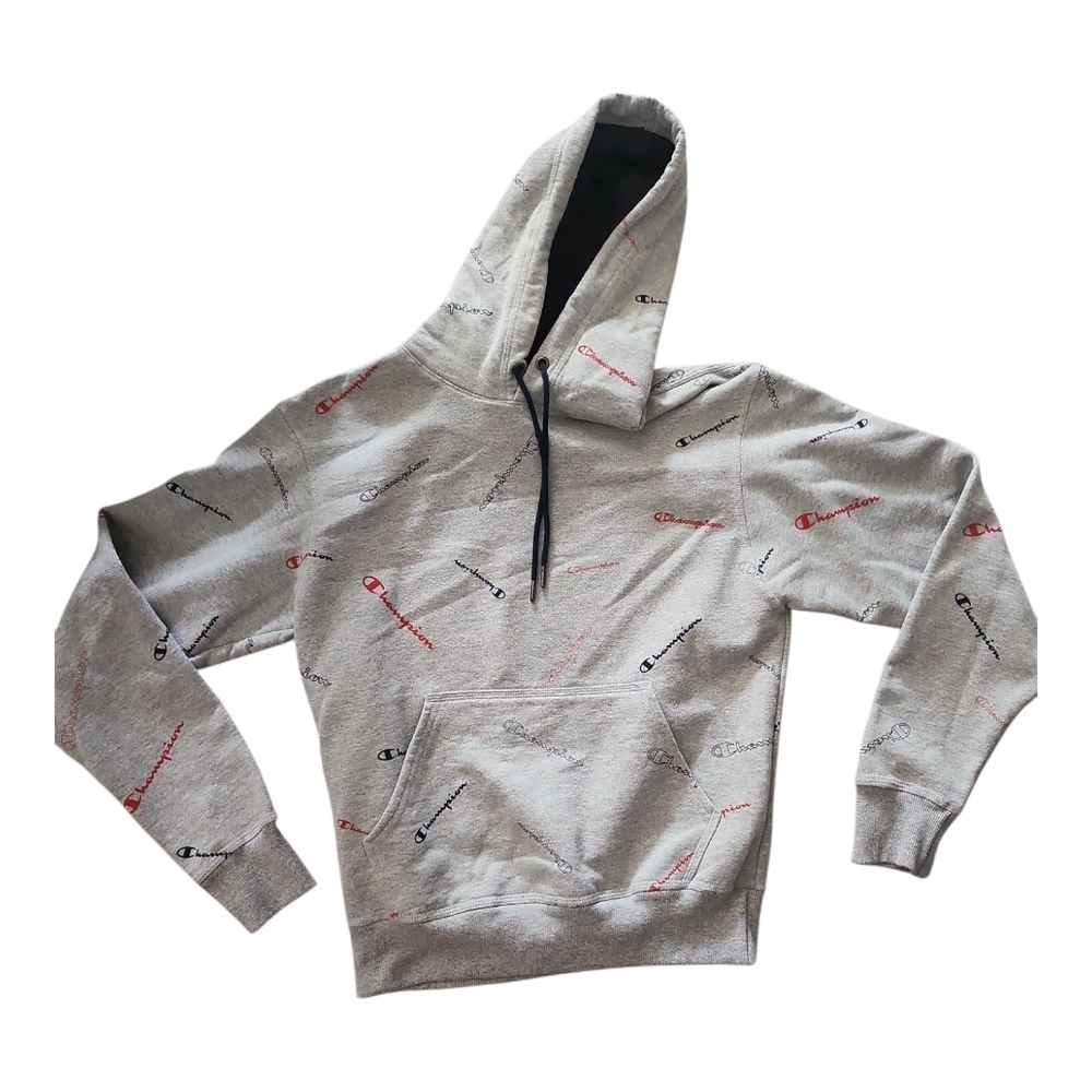 Champion Gray Hoodie with Logo Print S